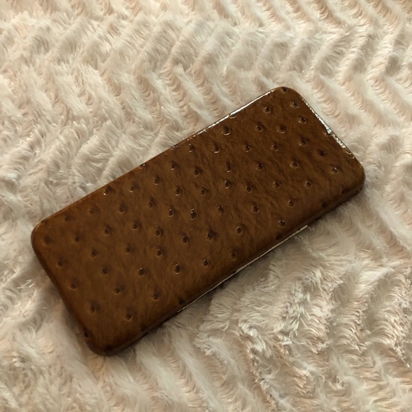 Cognac Brown Textured Clutch - Picture 4 of 7